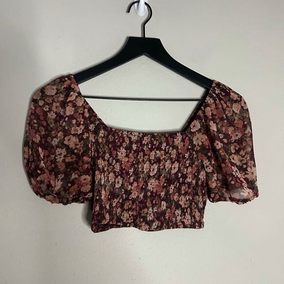 Altar’d State Floral Puff Sleeve Crop Top Skirt Set - Picture 2 of 16